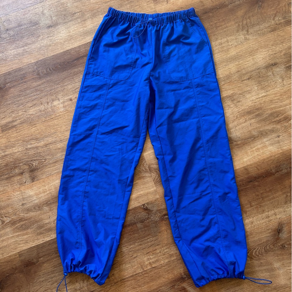Brilliant blue parachute pants!